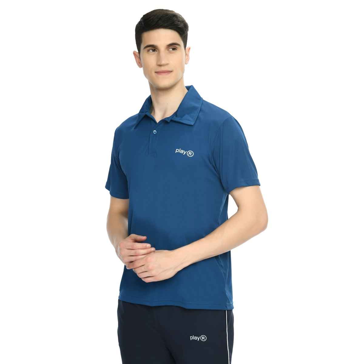 Playr Men's Adult Lifestyle Base Polo 100% Polyester for All Season | Teal | L