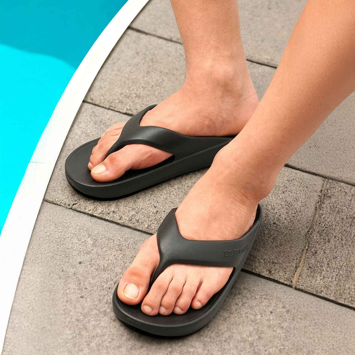 U.S. Polo Assn. | Men Axel 2.0 Foam Walk Flip Flop | Black | UK 10