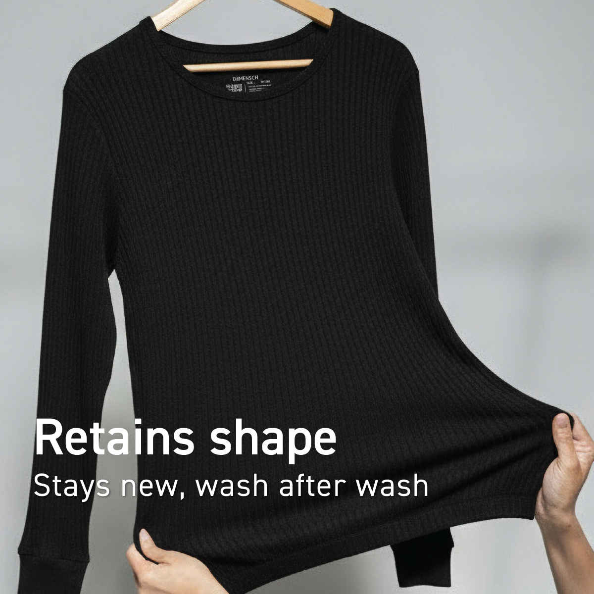 DaMENSCH Men's Fleece Undershirt Thermal Top | Black - L