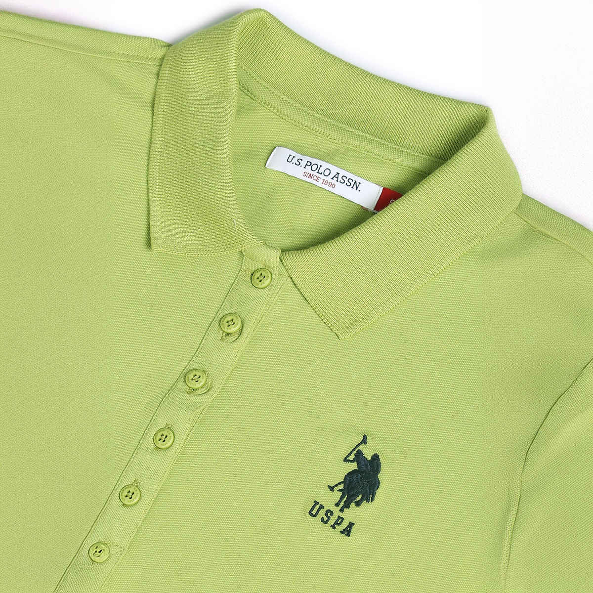USPA Solid Pique Polo Tshirt For Women Shirt - Light Green - L