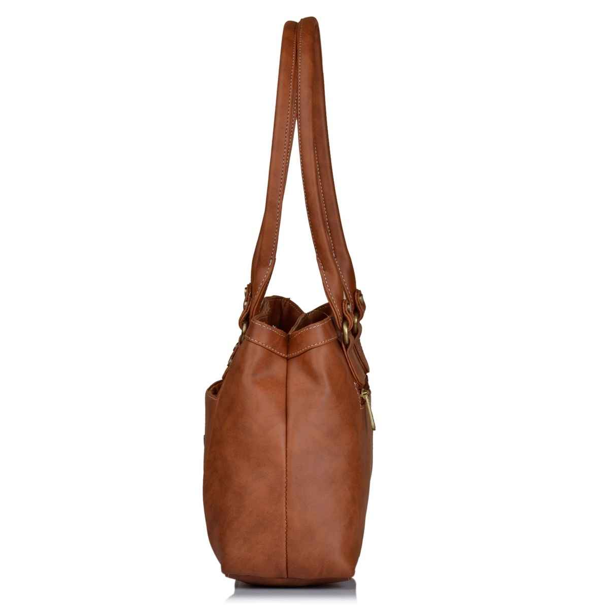Fostelo Women's Vegan Leather Hynes Handbags Shoulder Hobo Bag Ladies Purse | Tan | Medium