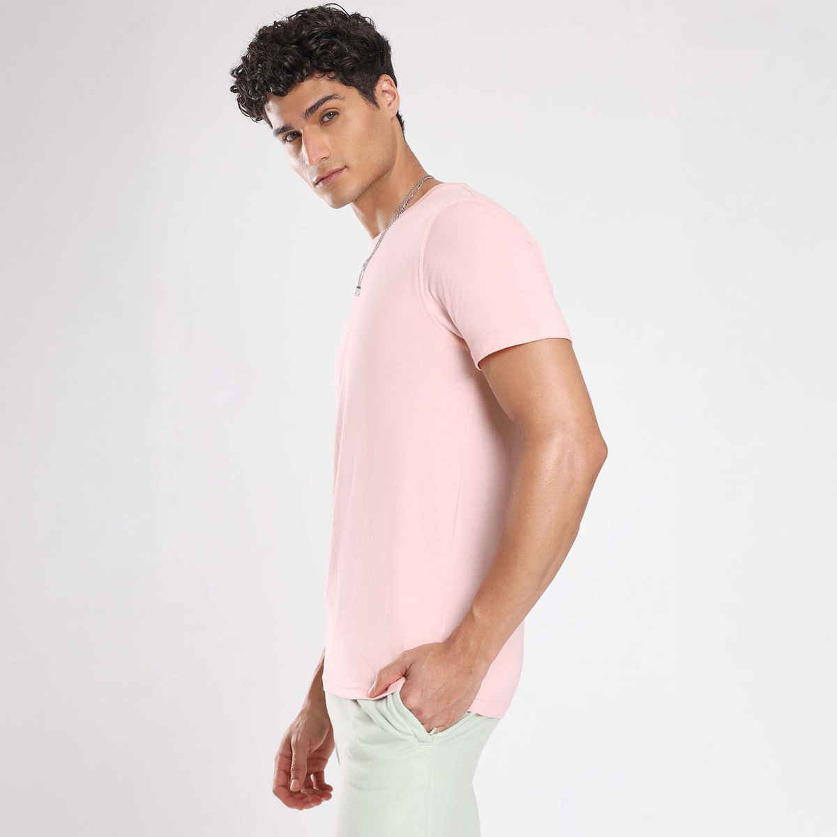Nobero Men's Plain Classic Fit T-shirt | Blush - L