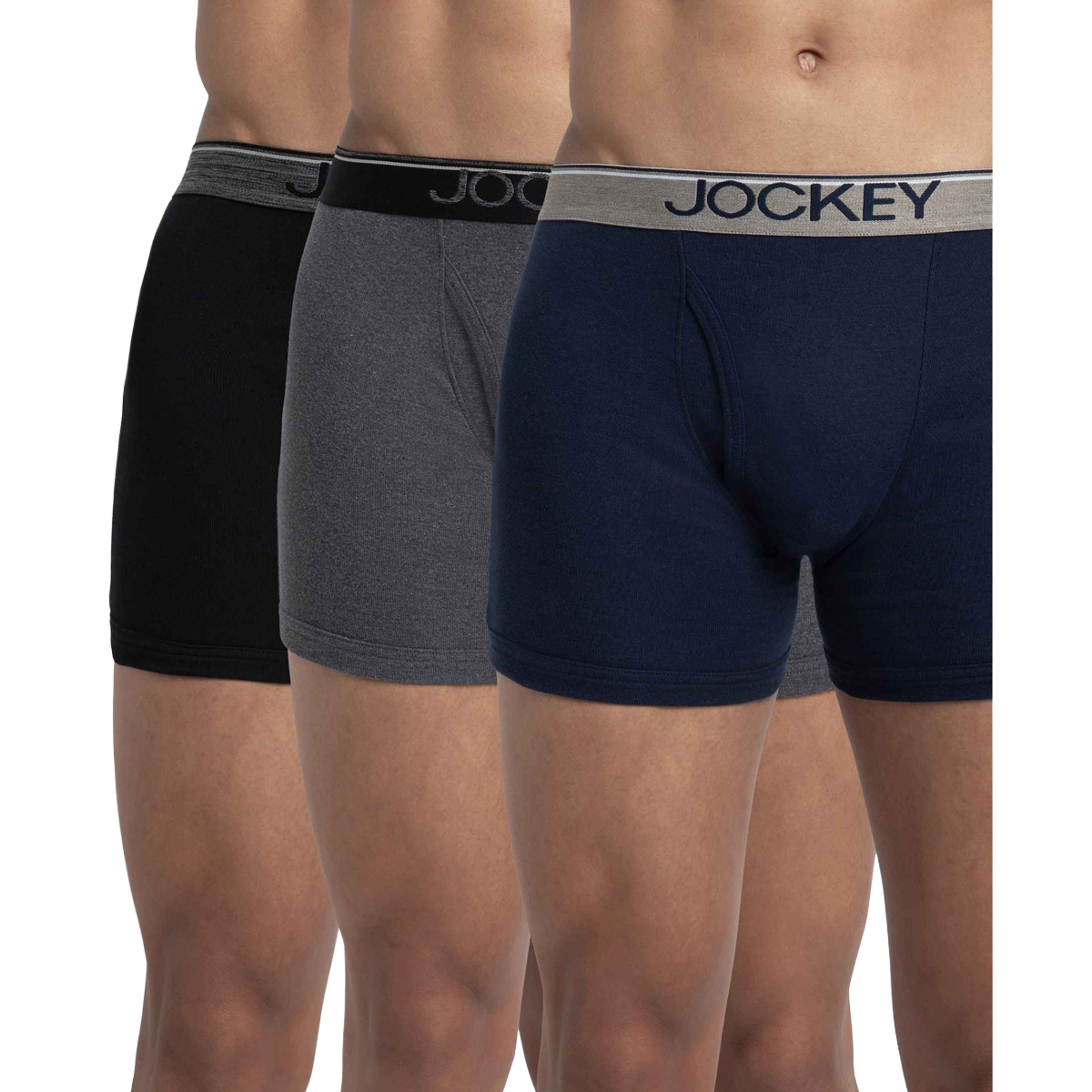Jockey 8009 Men's Super Combed Cotton Underwear Boxer Brief | Ultrasoft Waistband | Black/Navy/Charcoal - L