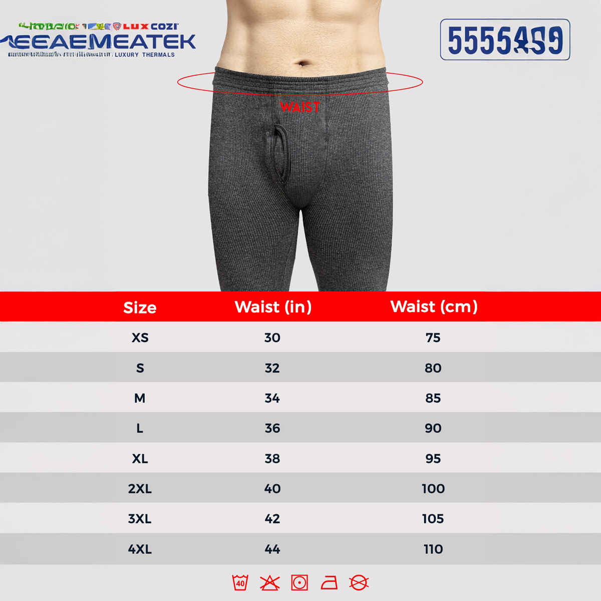 Lux Cozi Men's Heatek Thermal Comfort, Stretchable & Super Warm Trouser | Black Melange-80