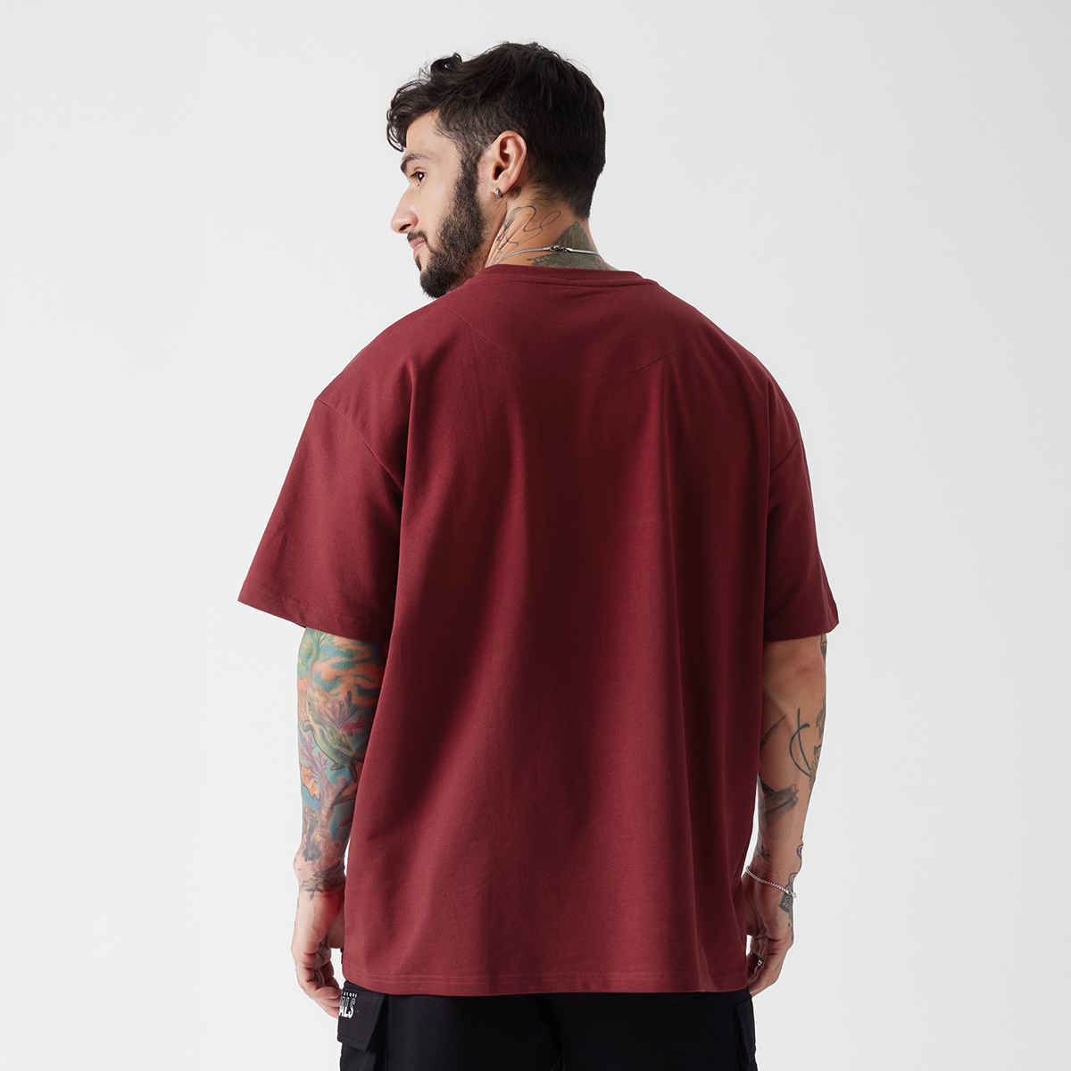 The Souled Store Solids- Superhero Red Oversized T-Shirts, Red, L