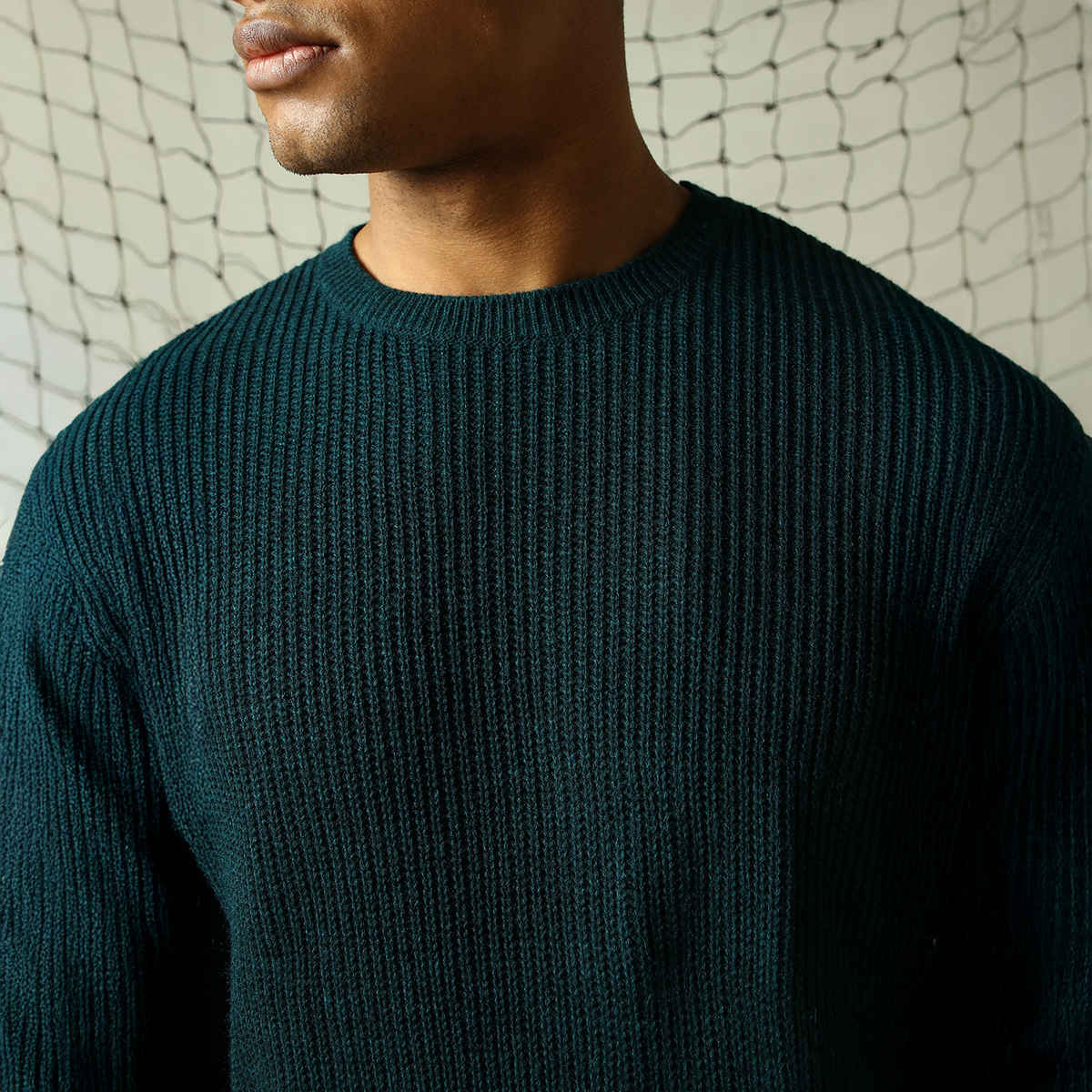 Hubberholme Men's Cable Knit Pullover | Dark Green - L