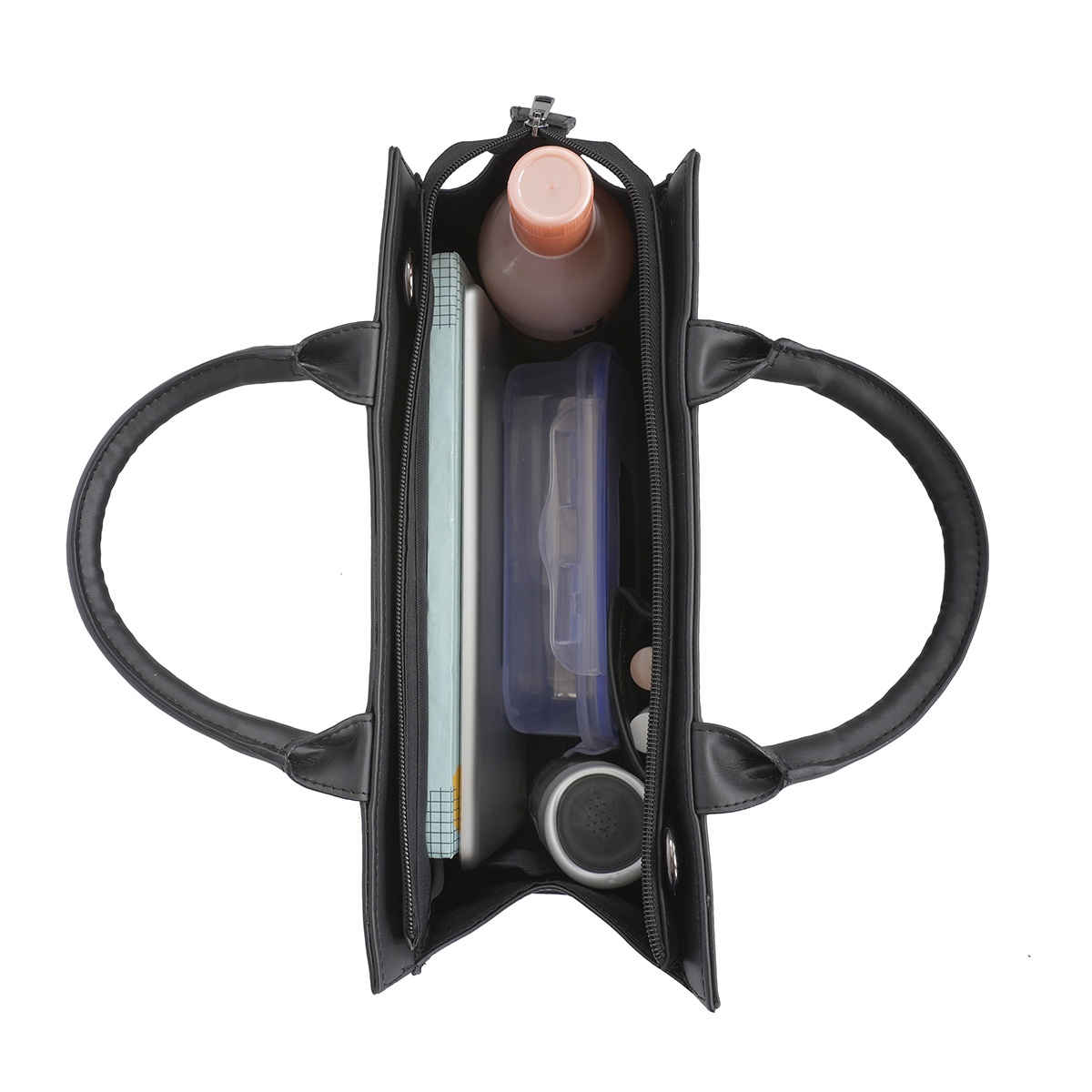 United Colors Of Benetton Women's PU 15.5 L Long Handle Tote Bag | Black - Free Size