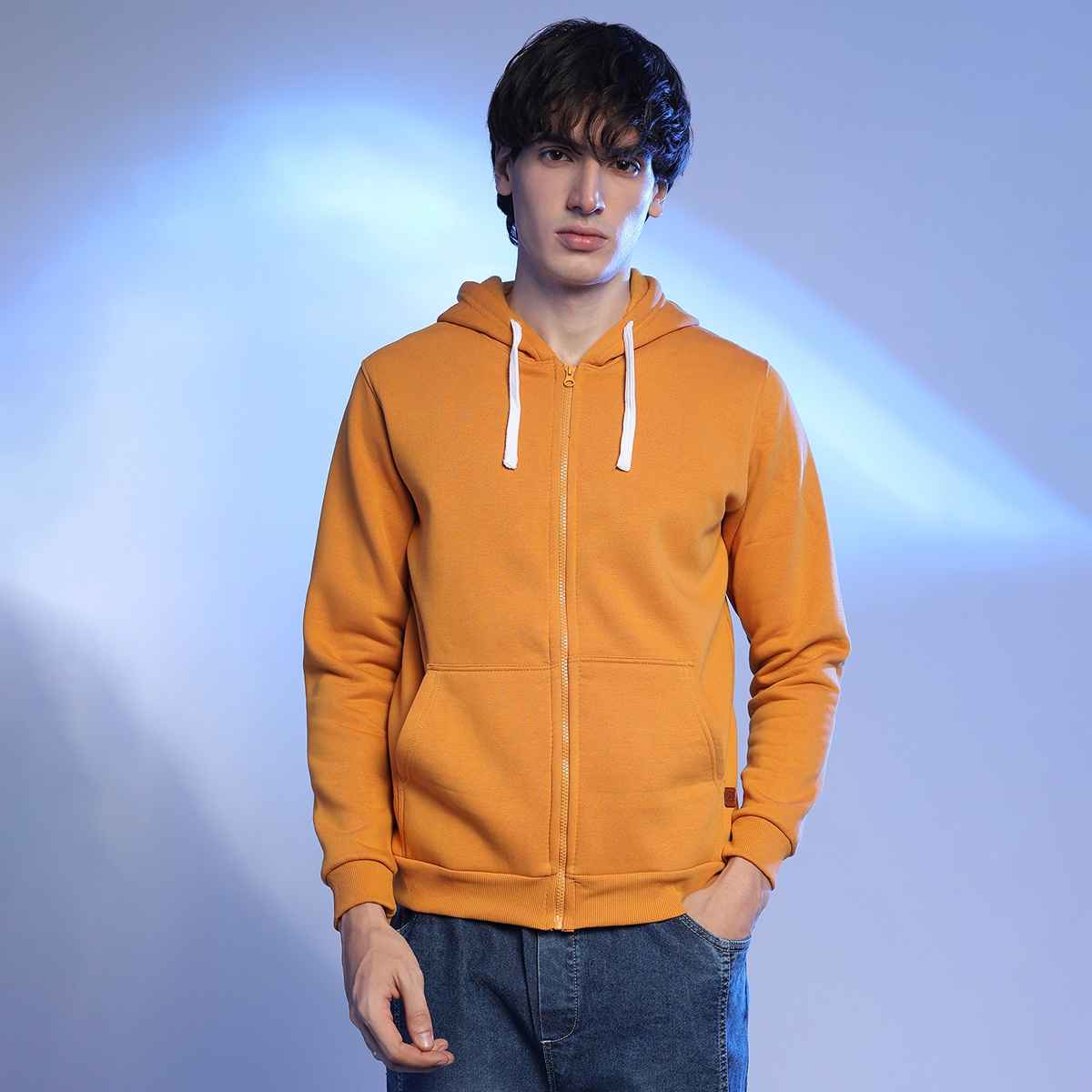 Campus Sutra Men's Hoodie | Mustard - M