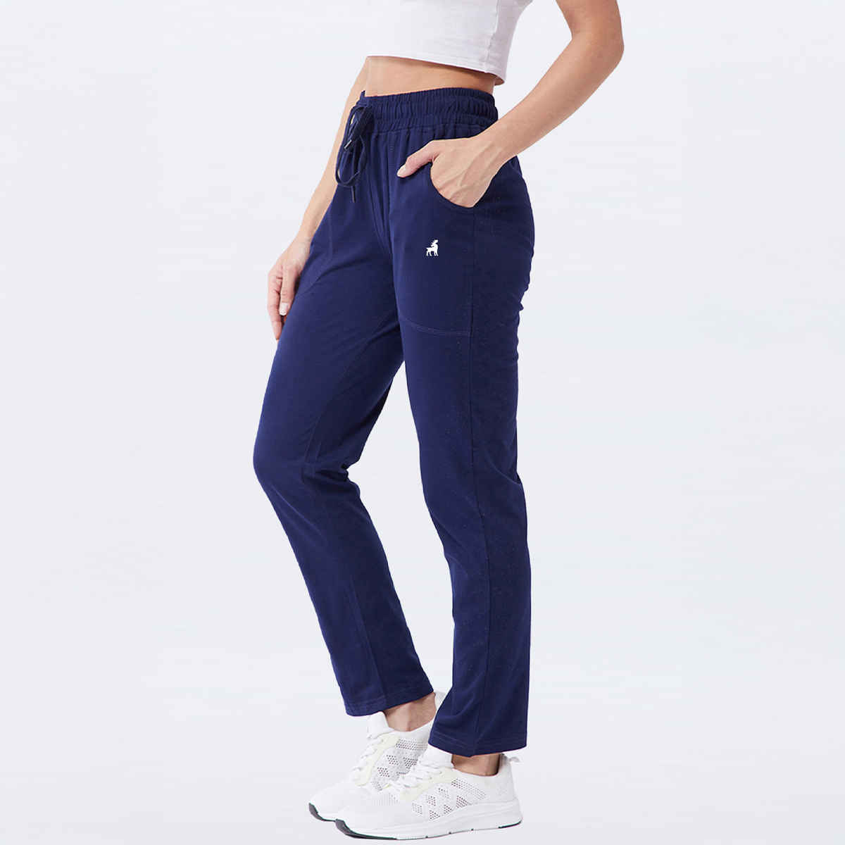 Modeve Women's Regular Fit Track Pants | Navy - L