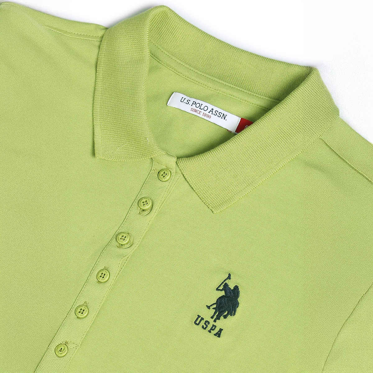 USPA Solid Pique Polo Tshirt For Women Shirt - Light Green - S