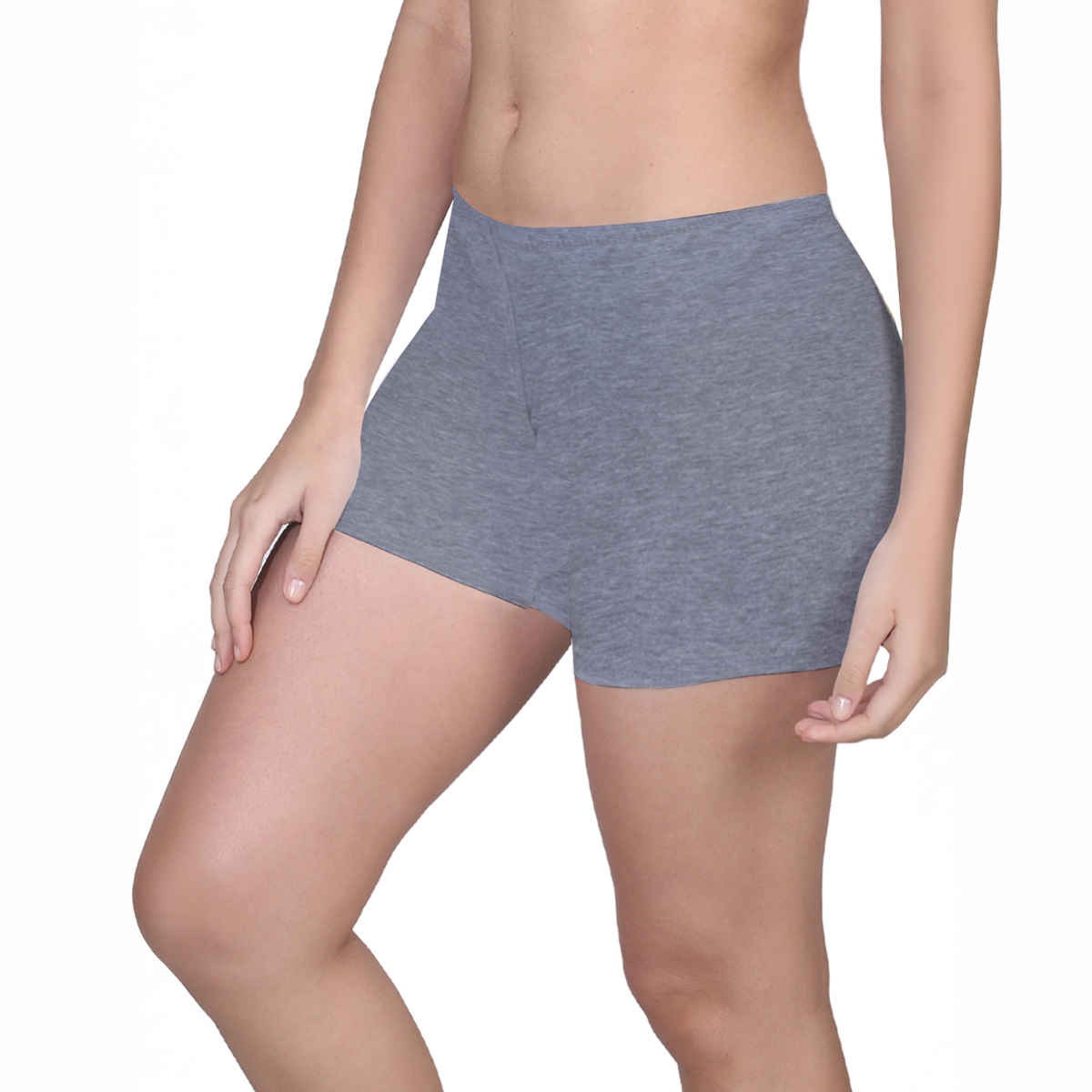 D'Chica High Waist Long Panties For Women With Full Coverage, No Side Seams Gray | L