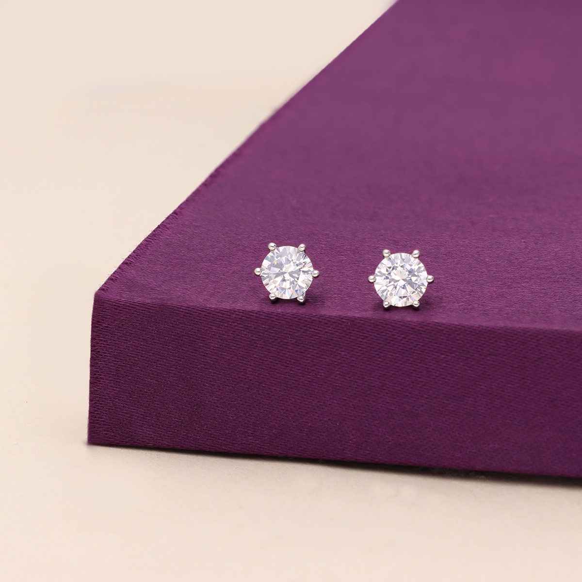 Kai Jewel Silver Large Round Solitaire Stud Earrings