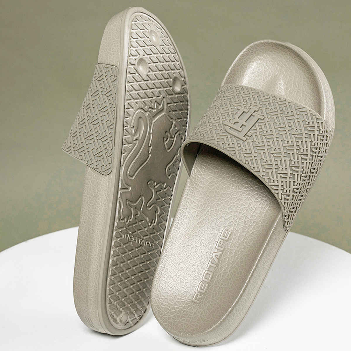 Red Tape Men's Sliders Flip-Flops | RFF1293 | Beige - UK 10