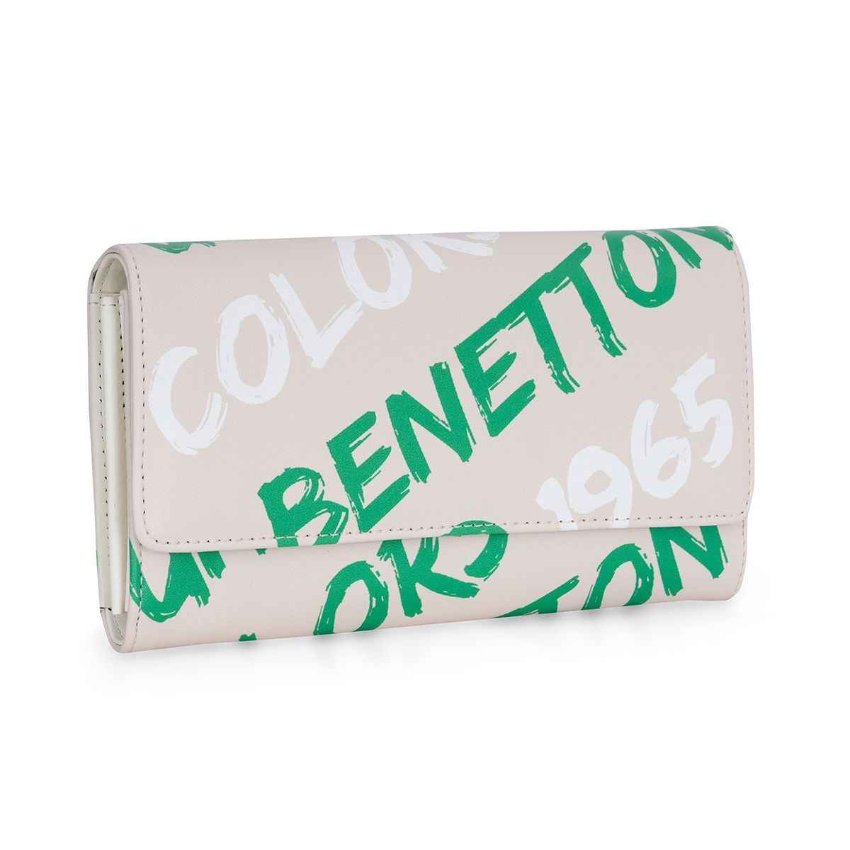 United Colors Of Benetton Women's Logo PU Wallet Handbag | White - One Size