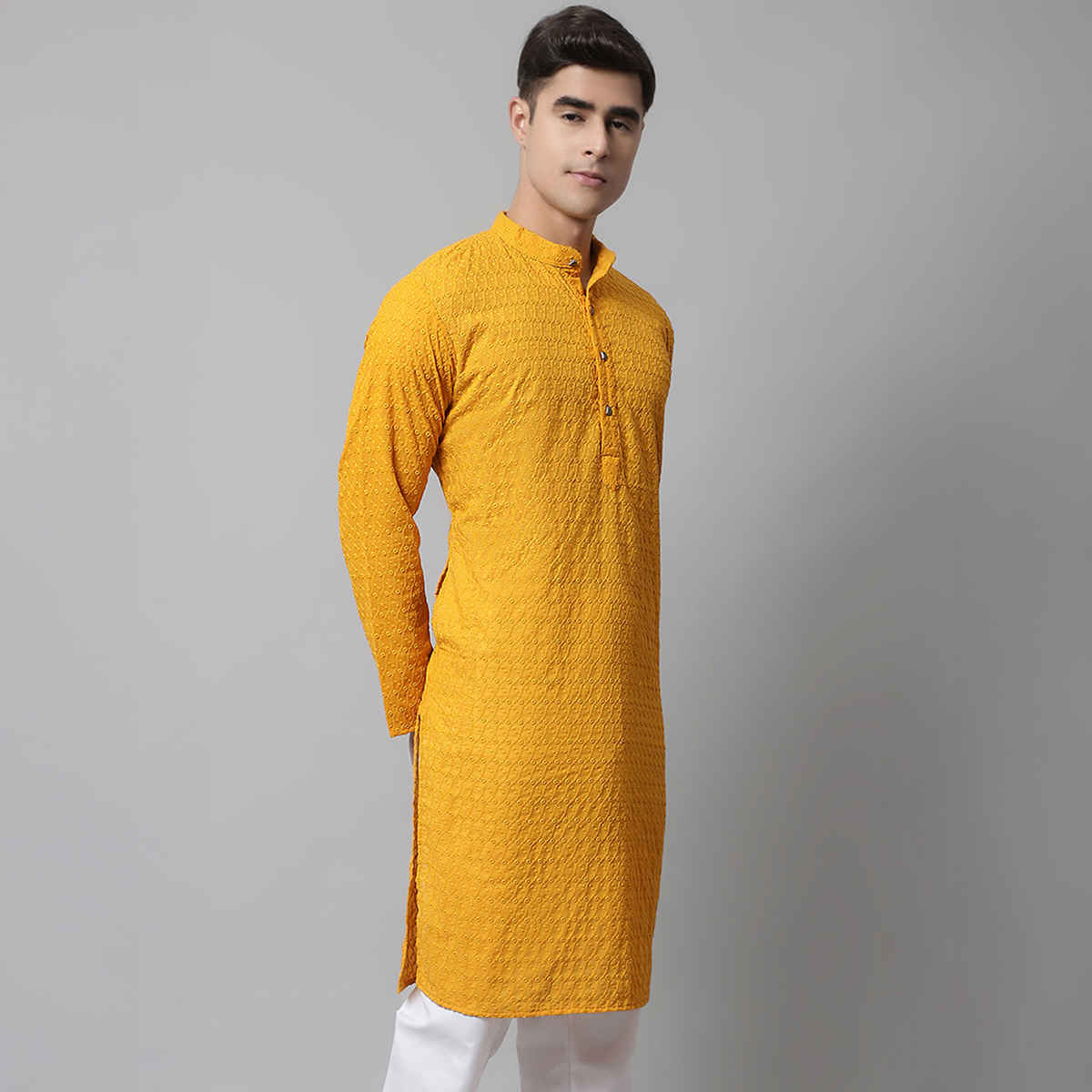 Jompers Men's Kurta | Ko 561 | Mustard - M