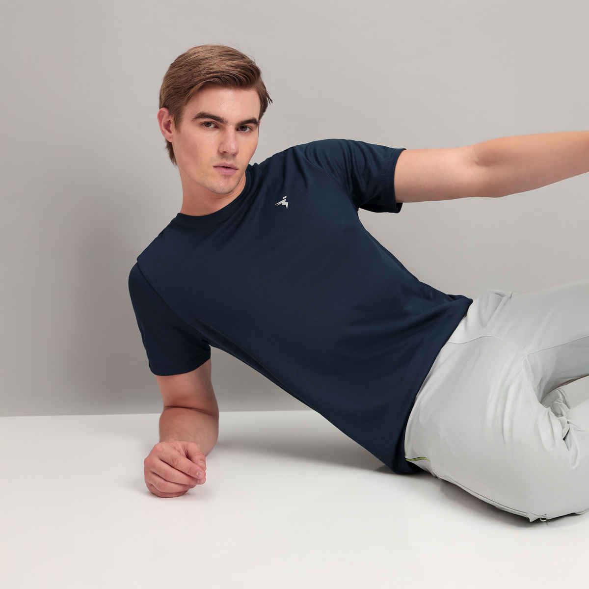 Technosport Men's Poly Solid Slim Fit Round Neck Sports T-shirt | Navy - 2XL