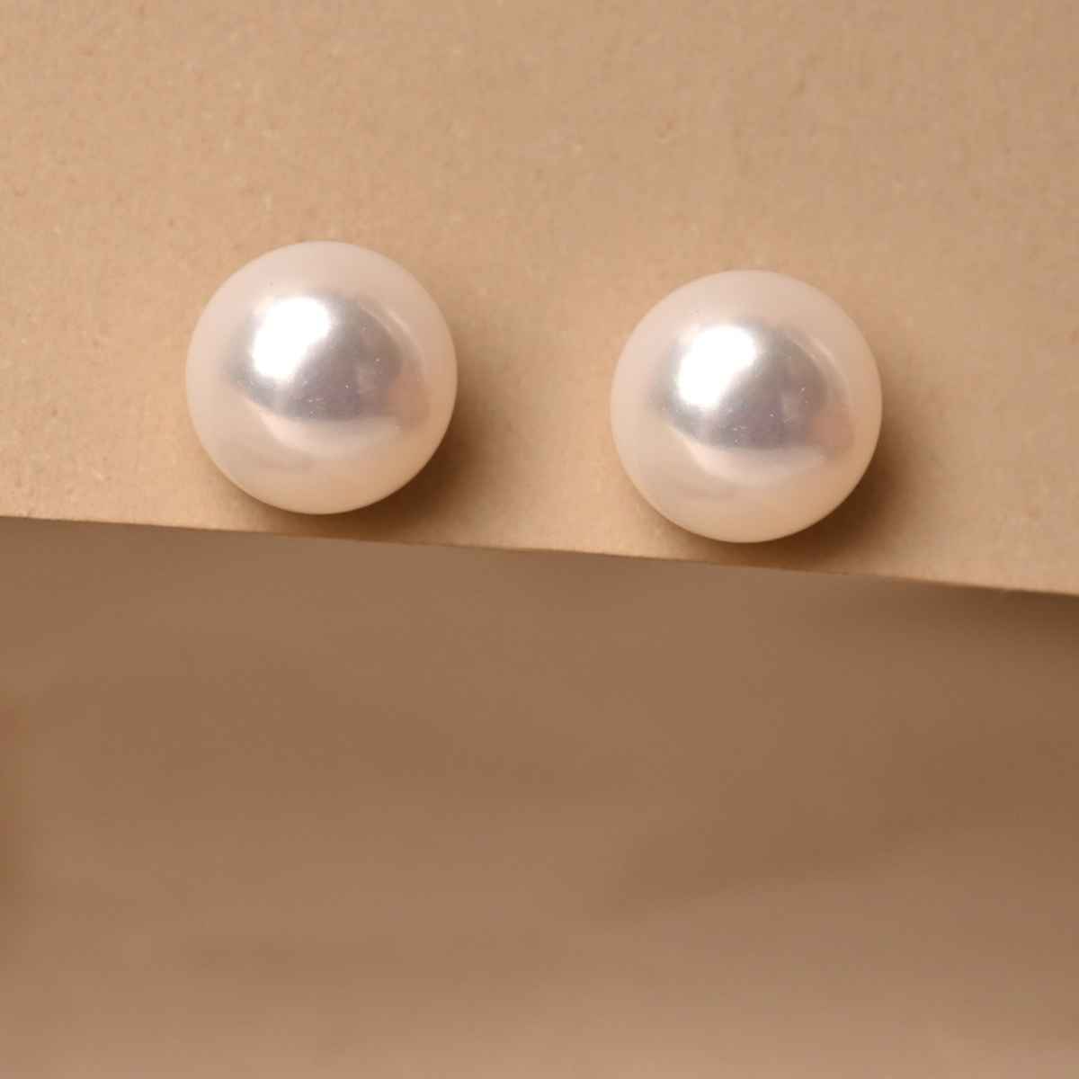 Clara 925 Pure Sterling Silver Real White Pearl 7 mm Studs Earrings | Rhodium Plated
