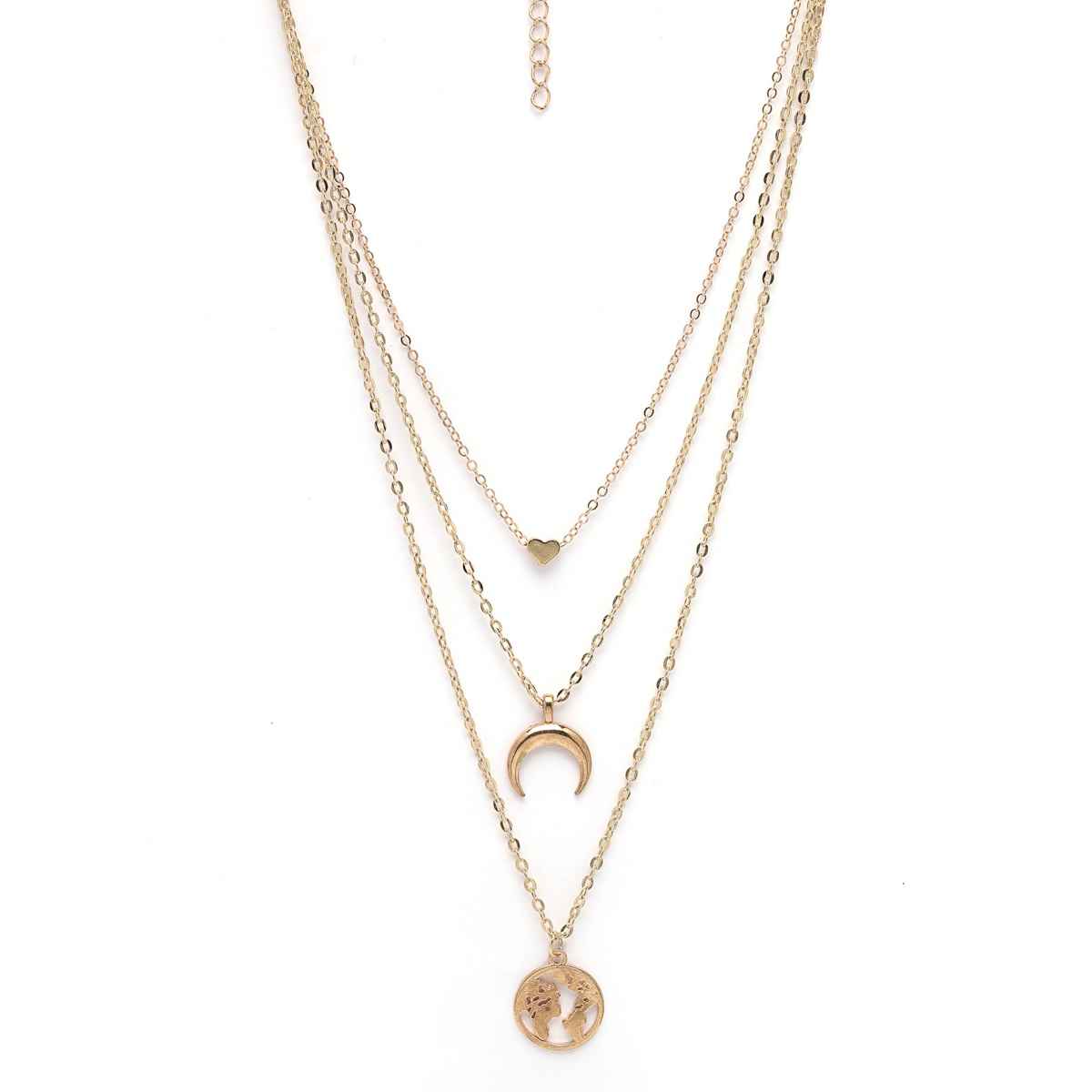 Scintillare By Sukkhi Latest 3 Layered Western Non Precious Base Metal Gold Plated Pendant Necklace