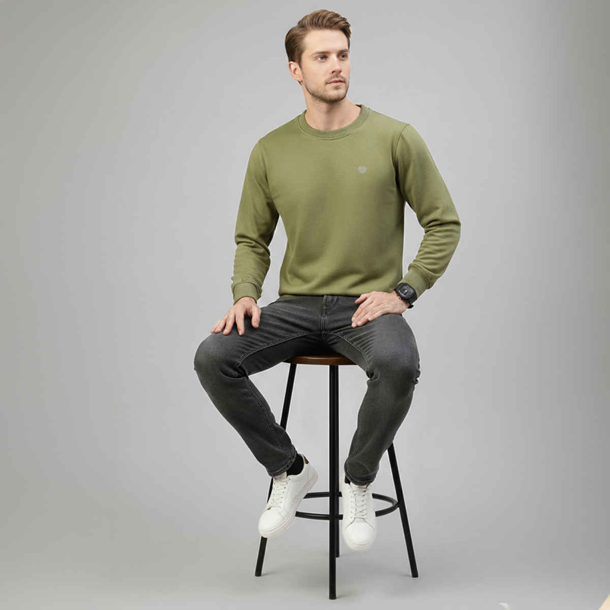 Lux Cozi Men's Sweatshirt Warmth Meets Everyday Fashion | Olive - M