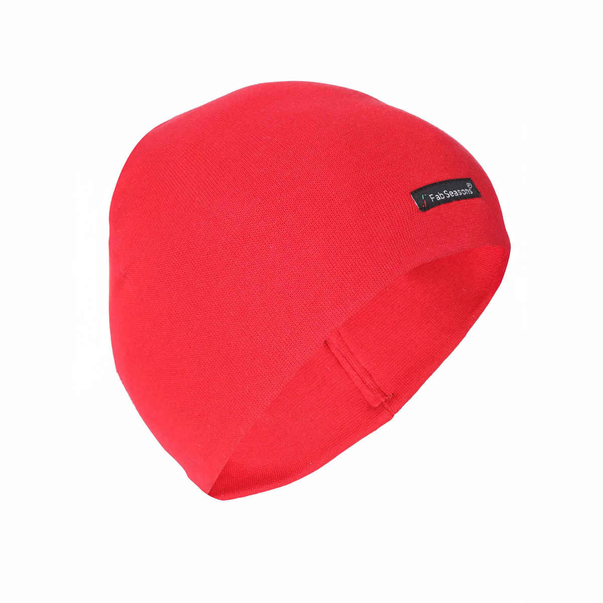 Fabseasons Unisex Solid Cotton Skull Cap | Red - Free Size