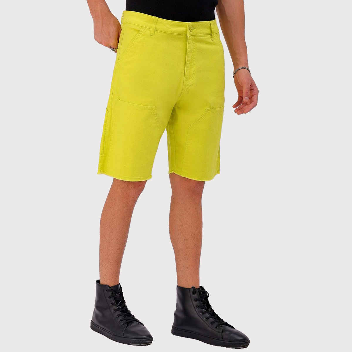 The Indian Garage Co Men Street Relaxed Cyber Lime Solid Shorts - 30 | 1223-Oxcrpsho-05