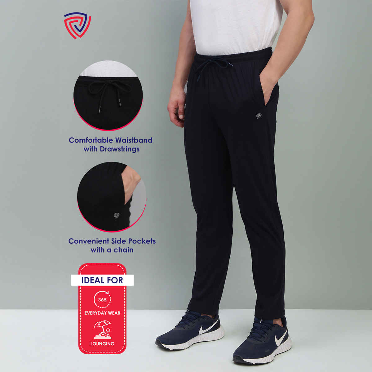 Lux Cozi Men's All-Day Comfort Premium Track Pants with Pockets | Black - L