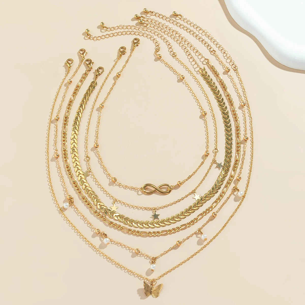 Jewels Galaxy Gold-Plated Pack Of 6 Layered Necklace (1 Pack 6 Necklaces)