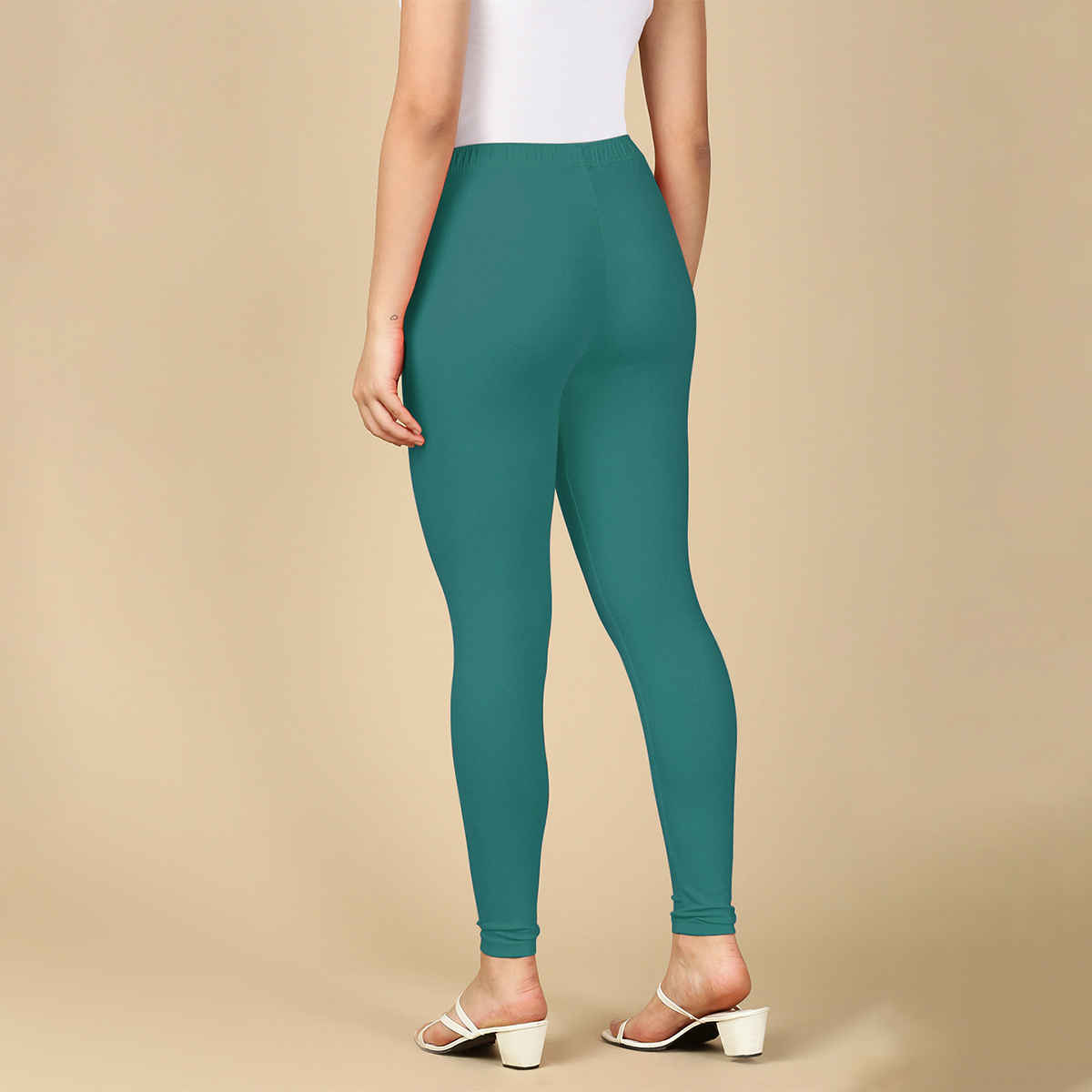 PYNK By Lux Cozi Women Flexi-fit 360 Stretch Ankle Length Premium Cotton Leggings|Green|Free Size