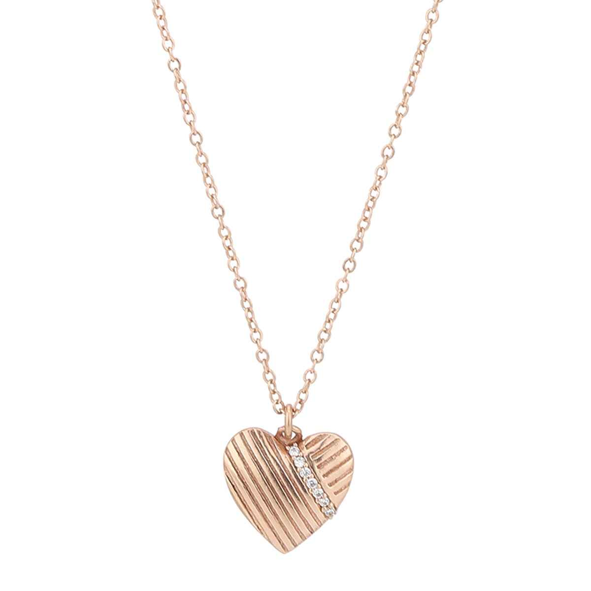 Carlton London 18kt Rose Gold Plated with CZ Heart Pendant with Chain | B772601N-1