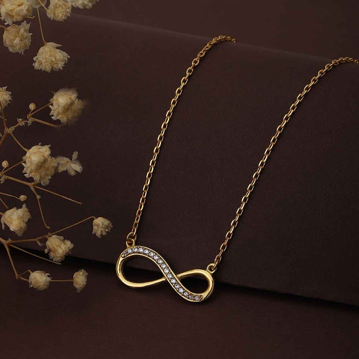 Carlton London 18kt Gold Plated with CZ Infinity Necklace for women FJN3776