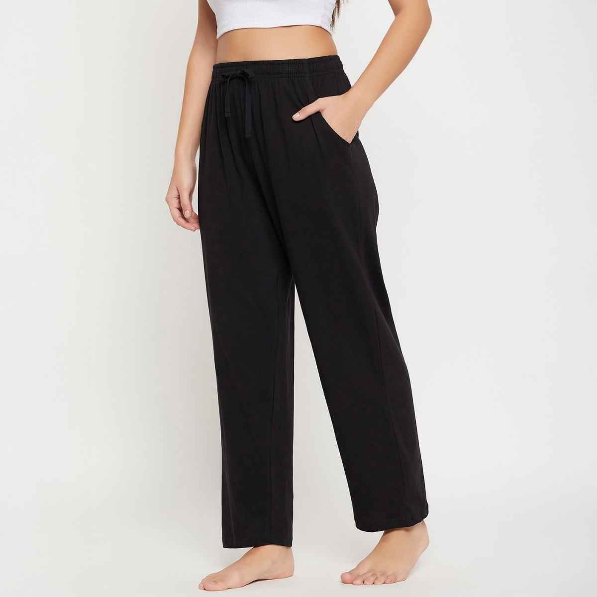 Clovia Women's Cotton Rich Pyjama | Black - 2XL