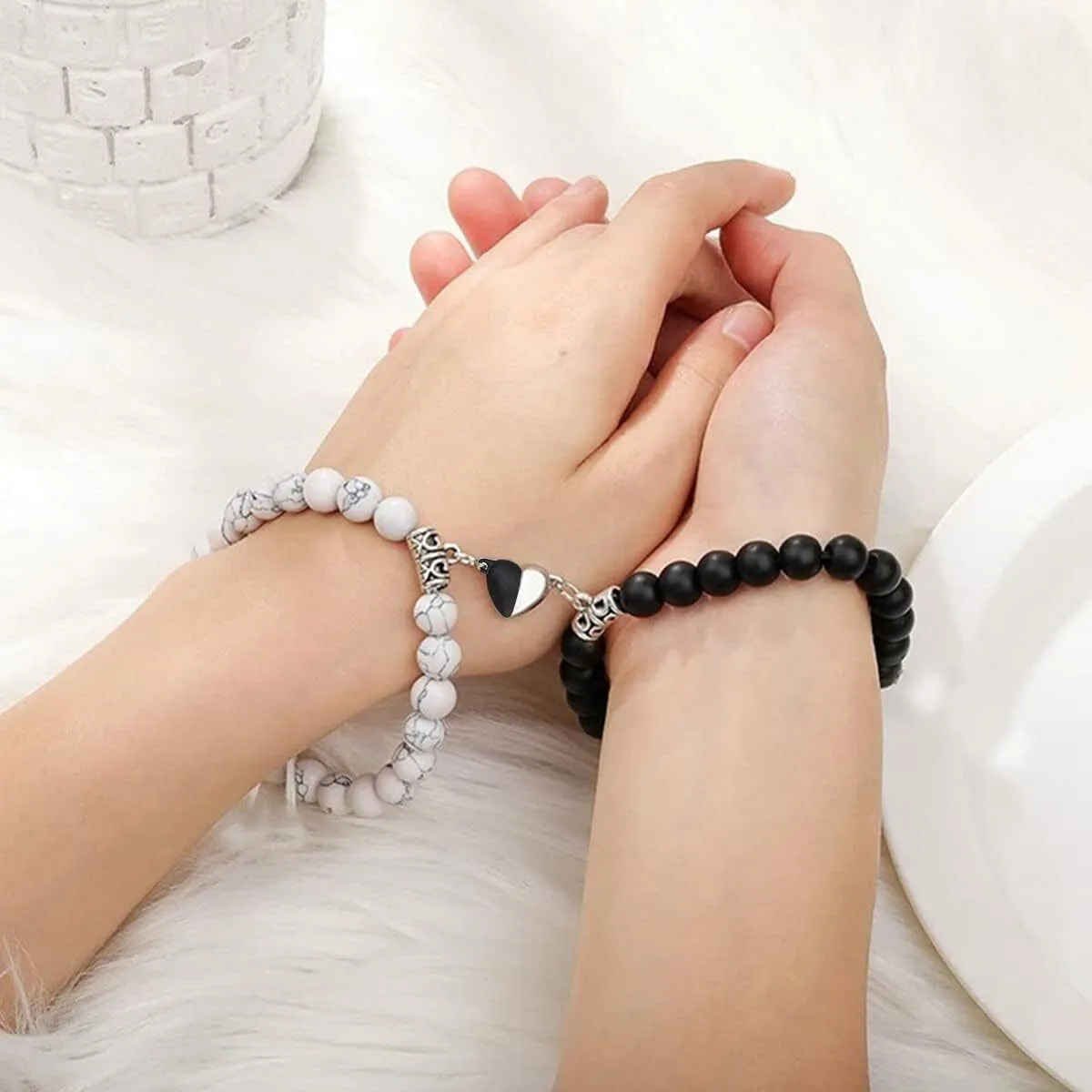 Black And White Magnetic Couple Bracelet