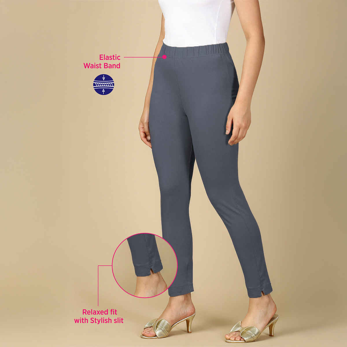 PYNK By Lux Cozi Women Flexi-fit Super Soft Cotton Kurti Pants, Moon Light Blue | Free Size