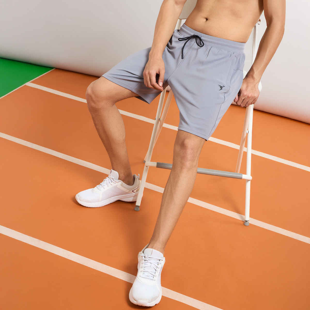 Technosport Men Poly Solid Slim Fit Sports Shorts with TS FLEXI | Light Grey | XL