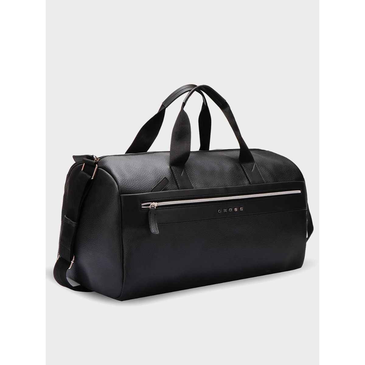 Cross Unisex Solid Vegan Leather 24 L Top Handle Duffle Bag | Black