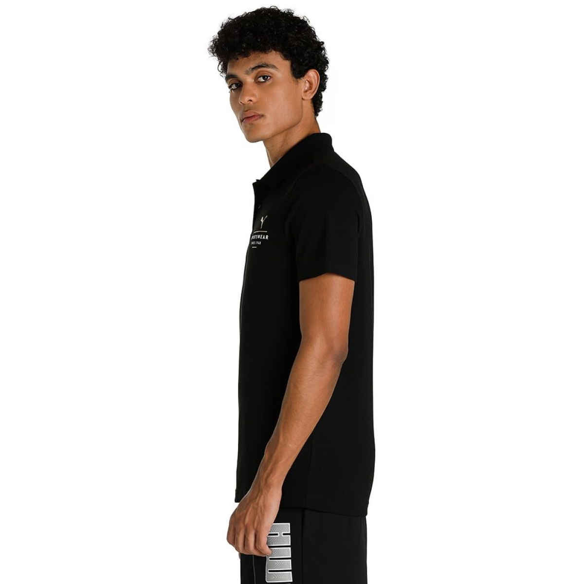 Puma Men's Polo T-Shirt Slim Fit Graphic - Black | M