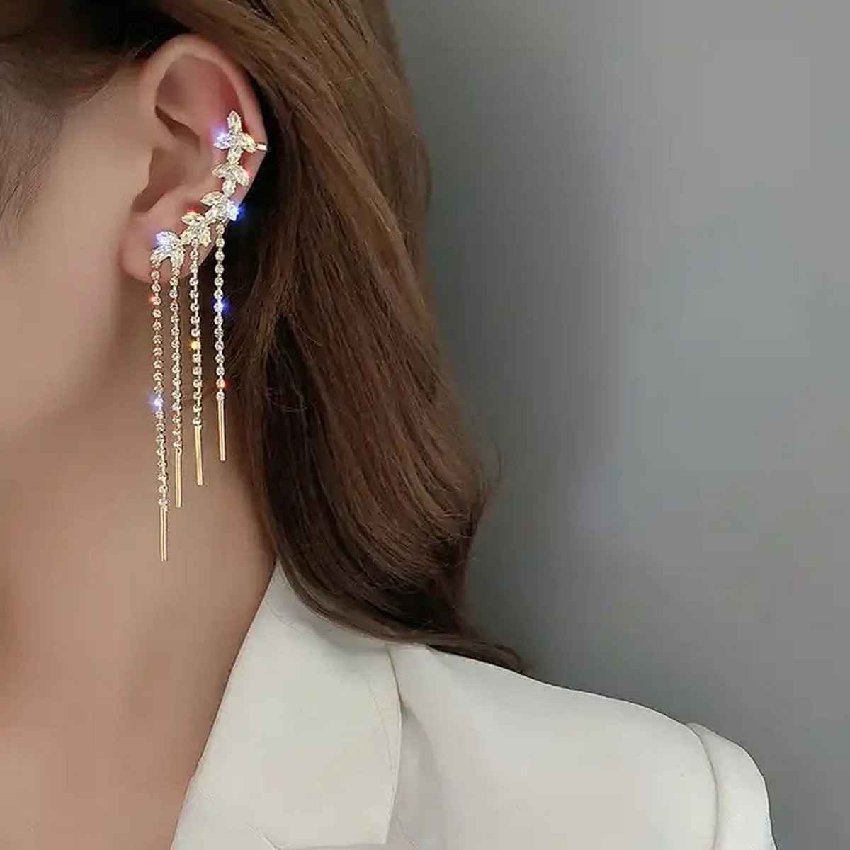 Fashion Frill Women's Tassel Drop Earings Gold Onesize