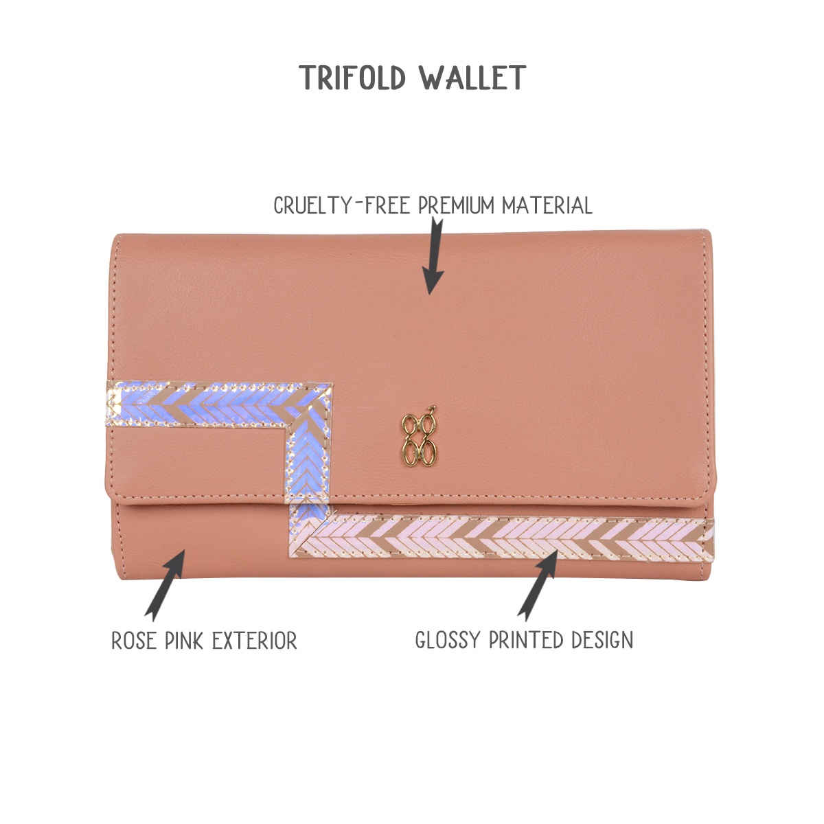 Baggit Women's Yes 3 Fold Wallets | Rose