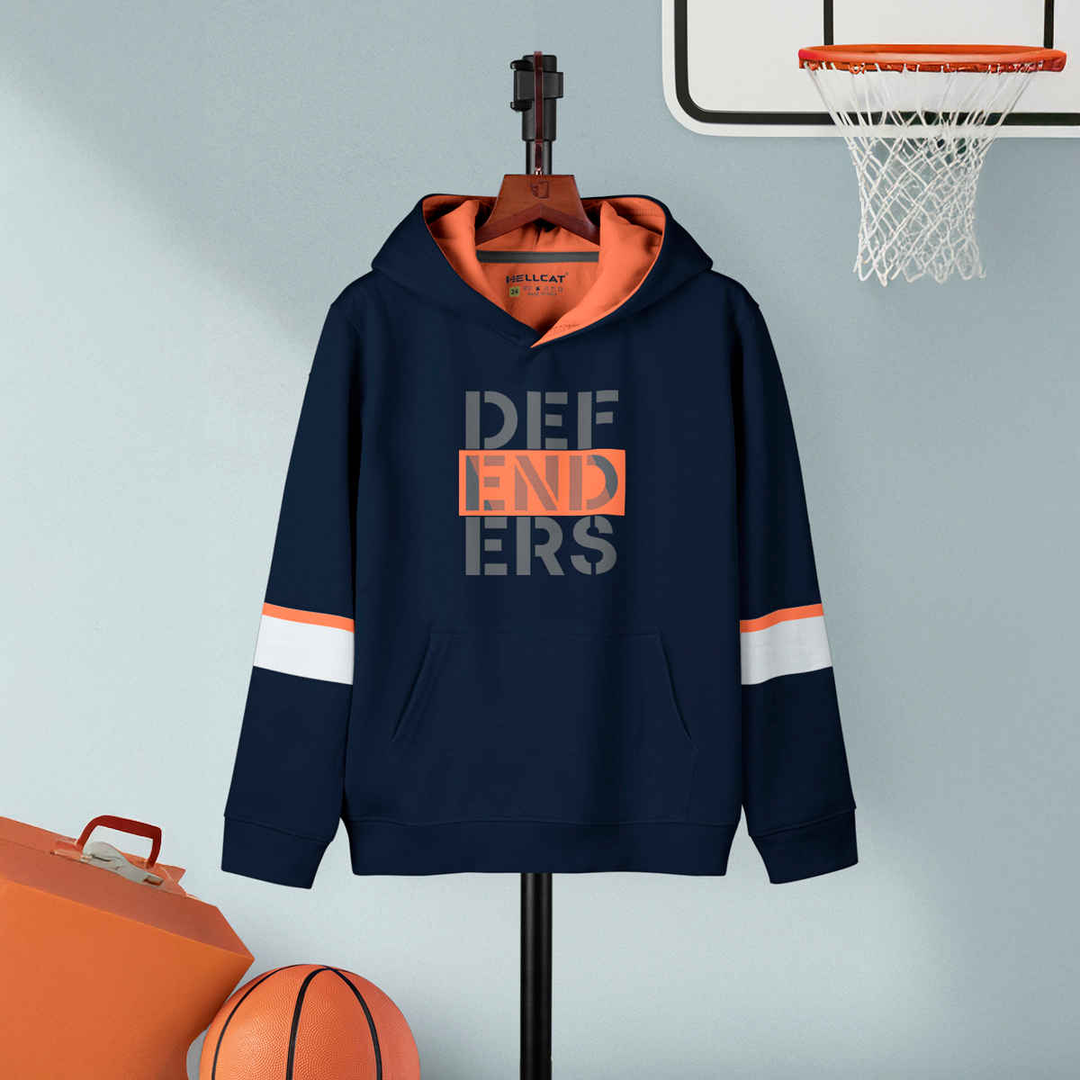 Hellcat Boy's Printed Cotton Blend Hoodie T-Shirt | Blue | 5-6 Years