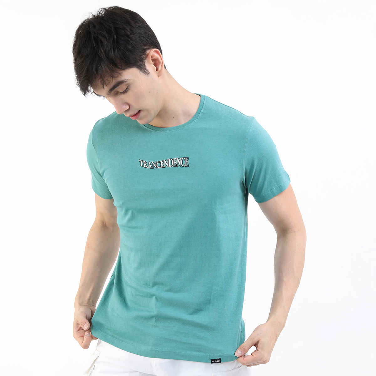 Highlander Men's Printed Round Neck Slim Fit T-shirt | Teal - S