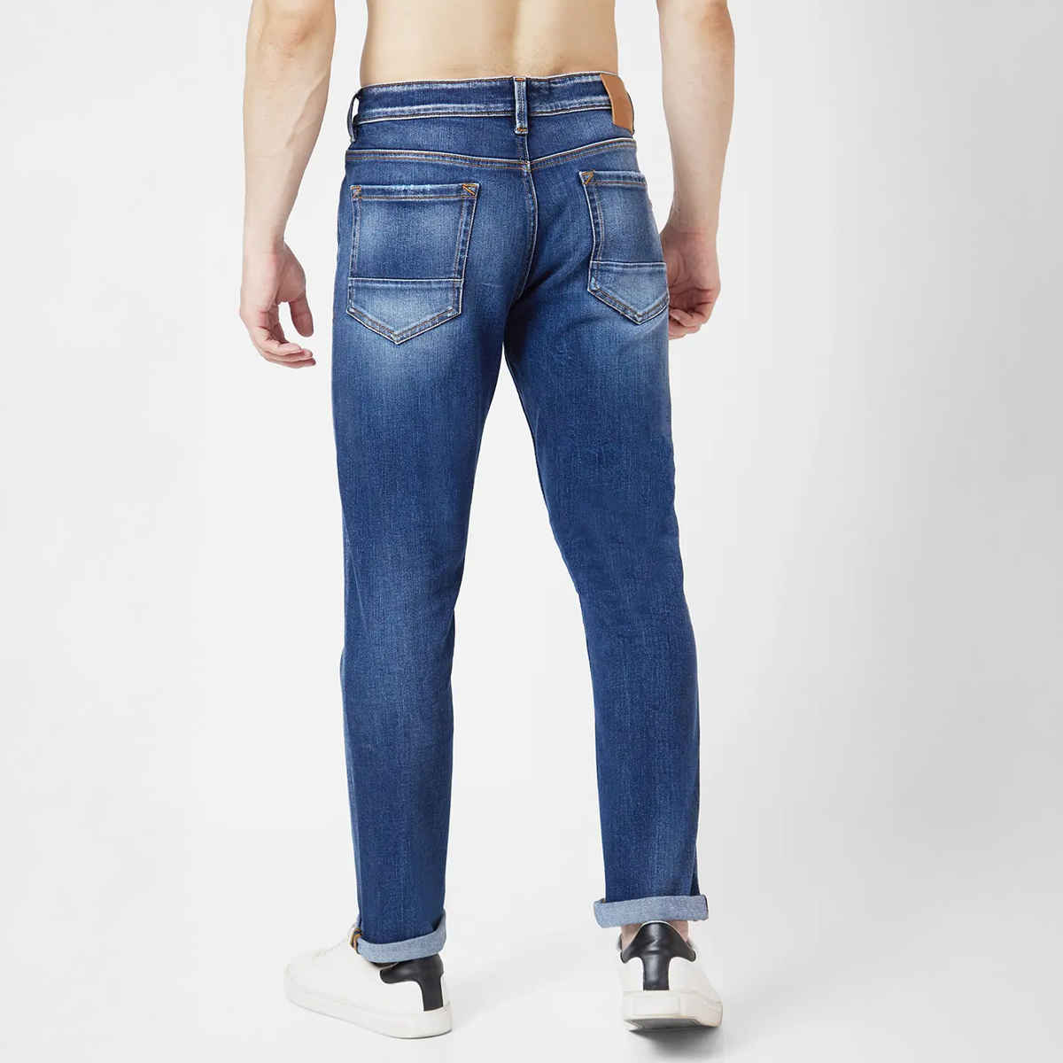 Spykar Men's Slim Fit Low Rise Jeans | Skinny | Mid Blue - 32