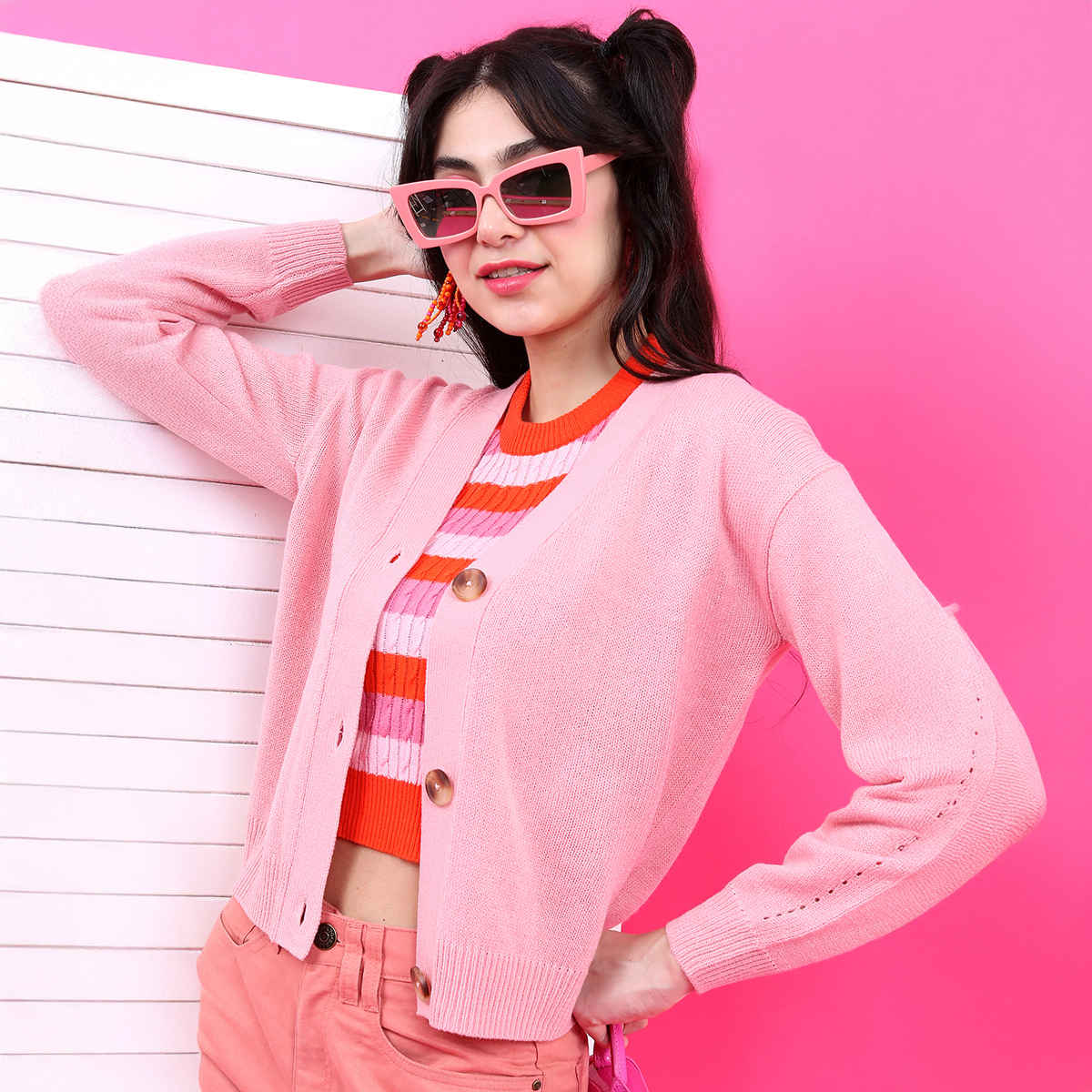 Tokyo Talkies Women's Solid Casual Sweater | Pink - XL