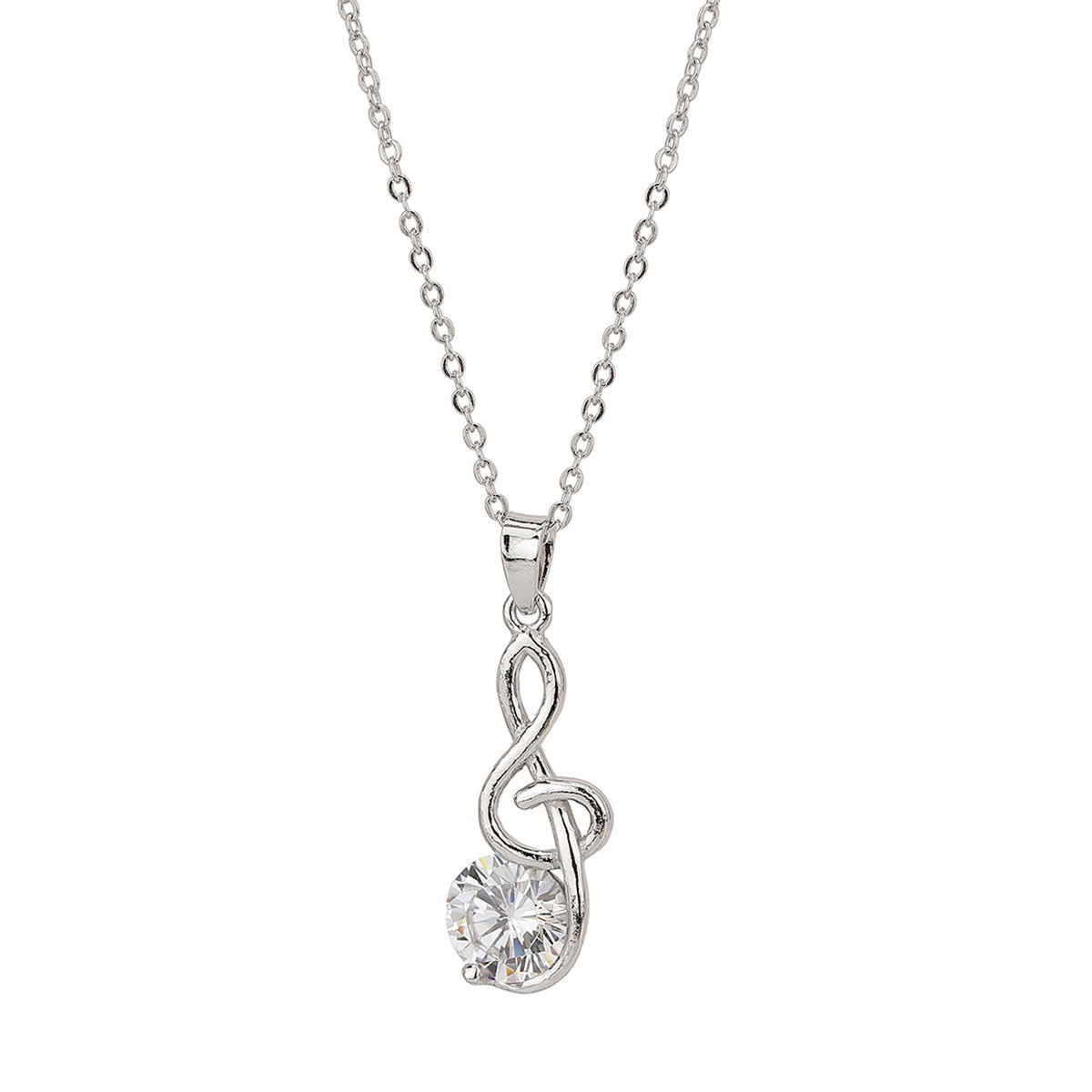 Carlton London Rhodium Plated with CZ Infinity Pendant with Chain | FJN1539