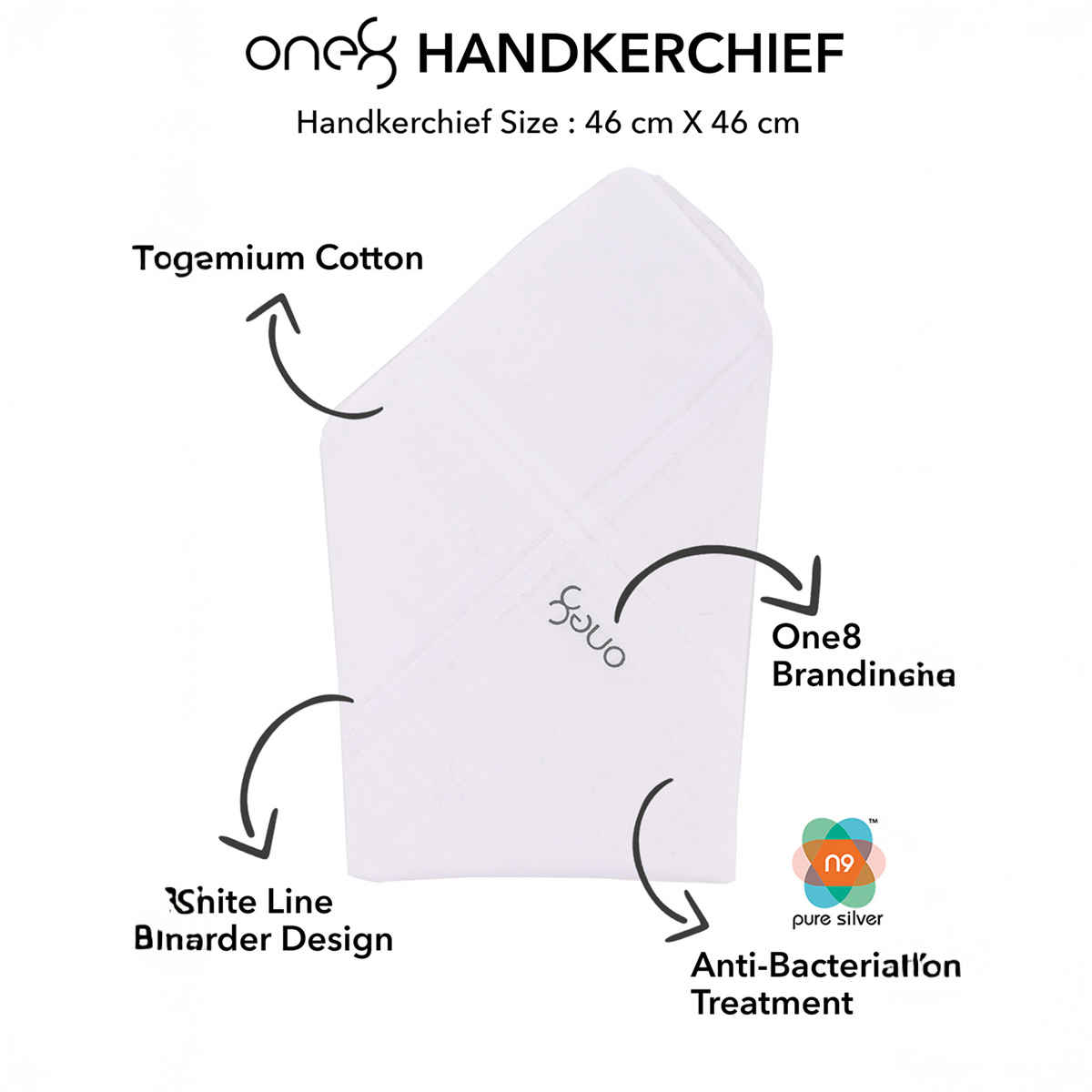 One8 Men's Cotton Handkerchief | White