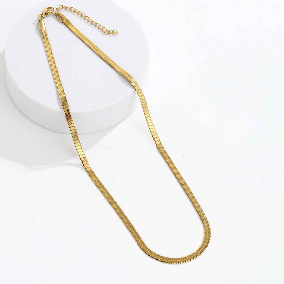 LabelShe Gold Plated Stainless Steel Flat Snake Chain Necklace | LS-NCK-67042