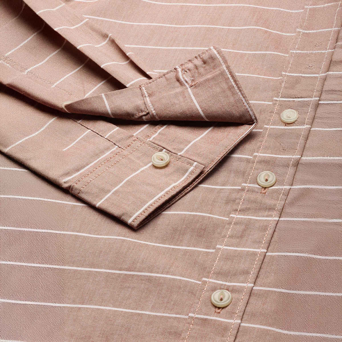 The Indian Garage Co Men's Slim Fit Striped Casual Shirt | Rust - S