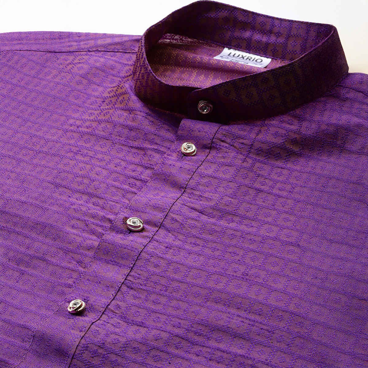 Luxrio Men's Cotton Blend Long Straight Fit Kurta | Purple - 40