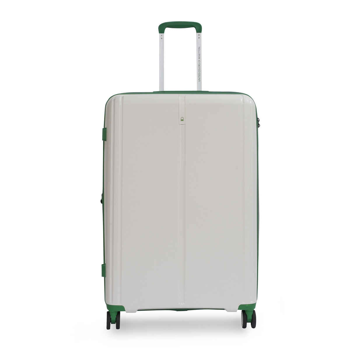 United Colors Of Benetton Solid Polycarbonate 137L Retractable Hard Luggage Trolley Bag | White - M