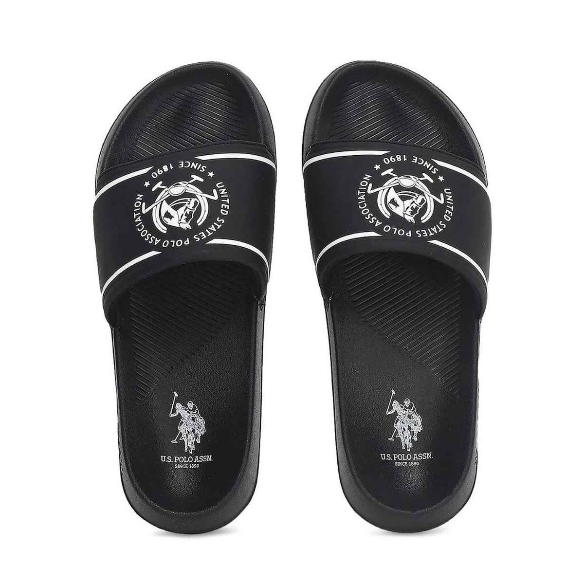 U.S. Polo Assn. Men's Men Brand Print Zane 5.0 Slides Black | UK 10
