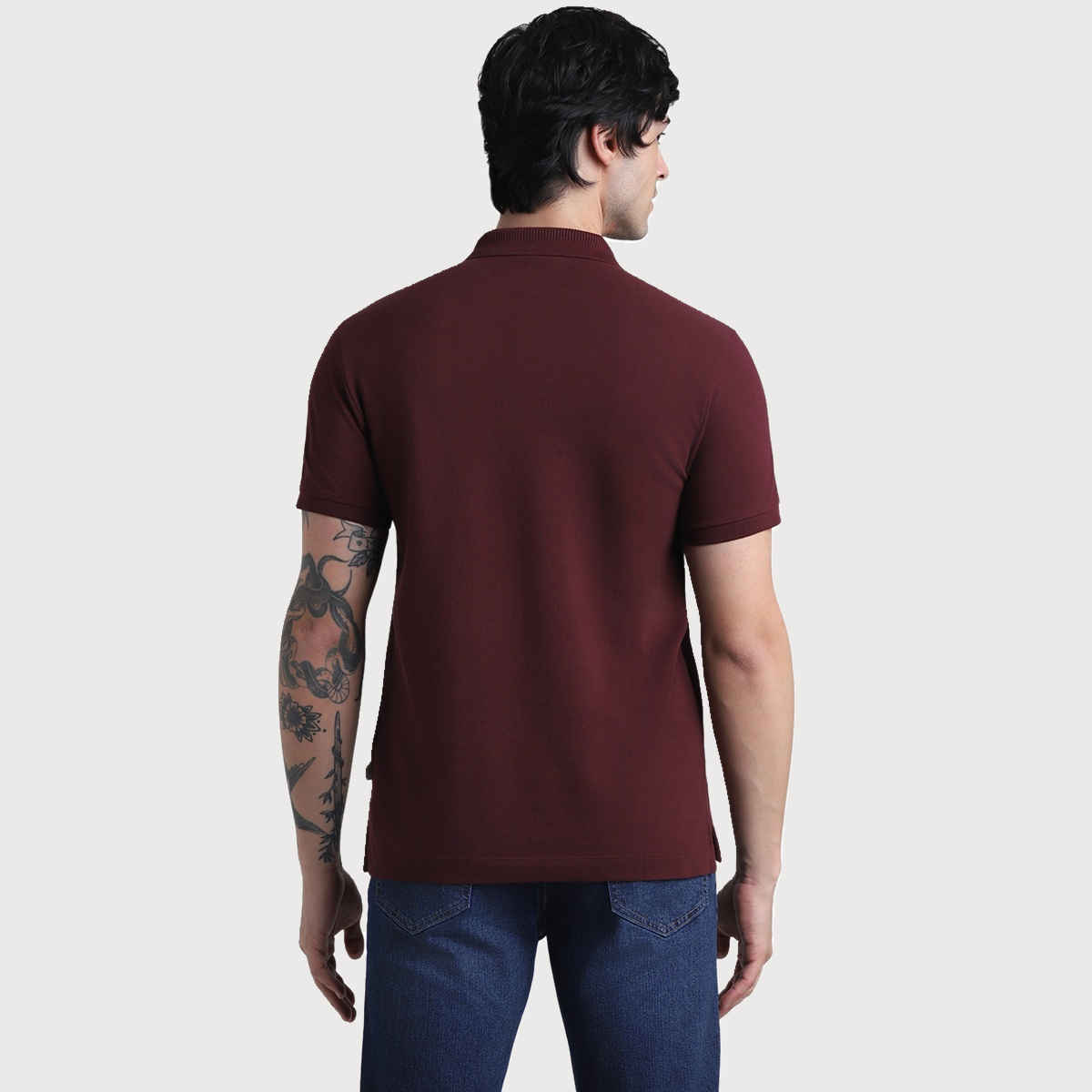 JACK & JONES Men's Knitted Polo T-shirt | Burgundy - S